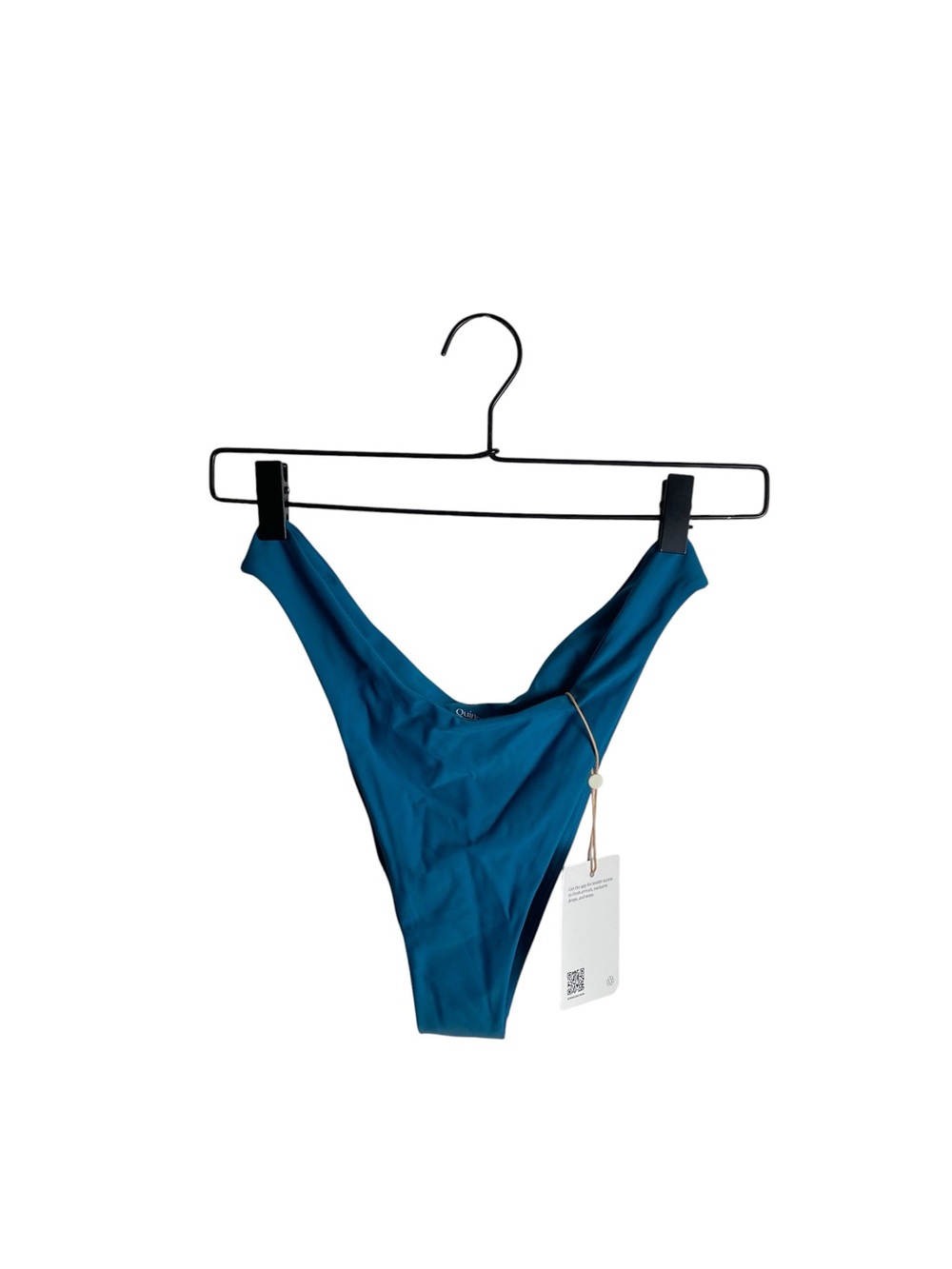 Quince Lagoon Teal Blue Italian V-Cut High-Rise Bikini Bottom
